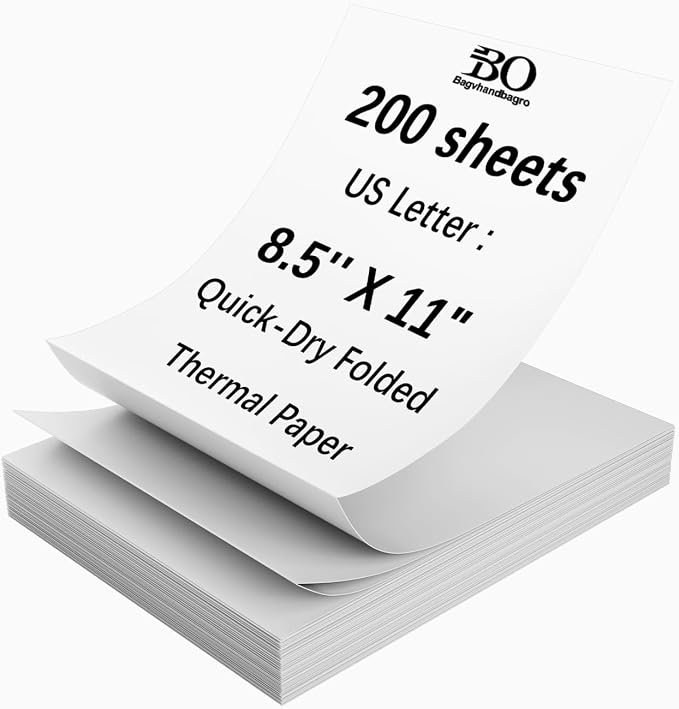 Thermal Printer Paper 8.5 x 11 Inch, 200 Sheets US Letter Size Thermal Paper by Bagvhandbagro