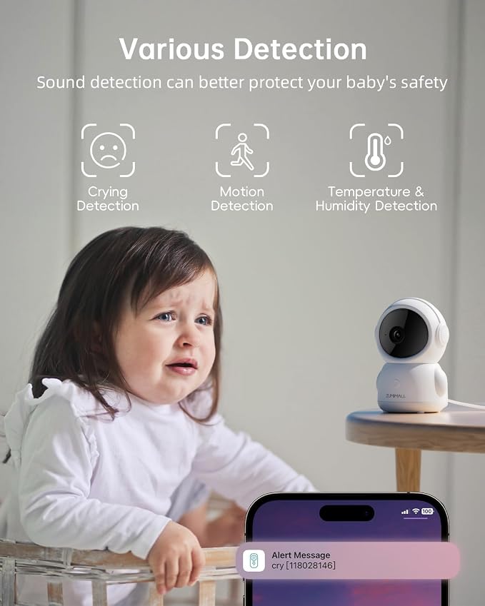 ZUMIMALL Security Camera Indoor, 5G/2.4G WiFi Baby Monitor - Image 3