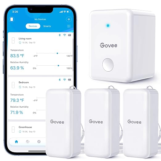 Govee WiFi Hygrometer Thermometer Sensor 3 Pack, Indoor Wireless Smart by Govee