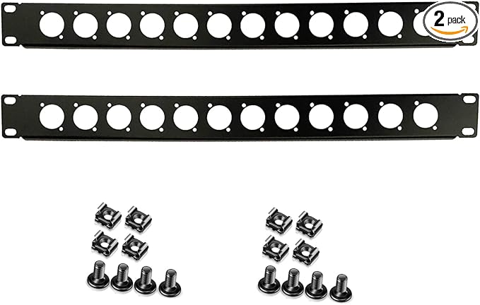XLR HDMI Audio Rack Mount Panel, Hinged D-Series Punched Metal HDMI Rack Mount by Suprwin