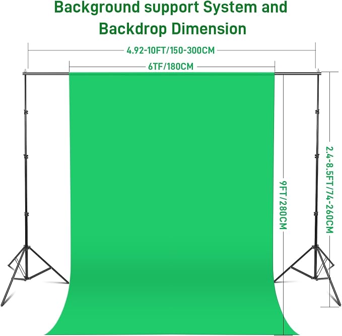 Photography Lighting kit with Backdrops, 8.5x10ft Backdrop Stands, Zyernar LED - Image 2