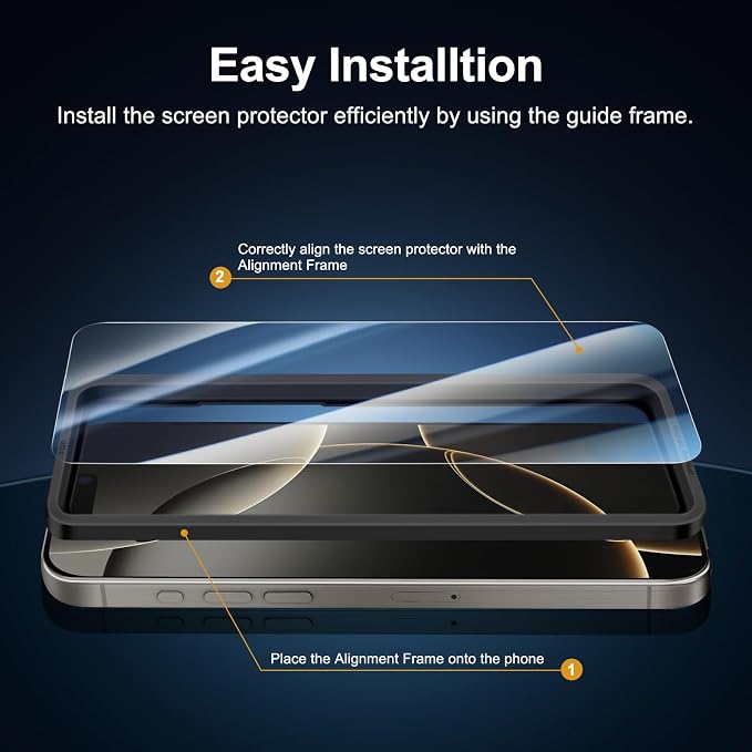 NEW'C 3x for iPhone 16 Pro Screen Protector+ 3x Camera Lens Protector, Sensor - Image 3