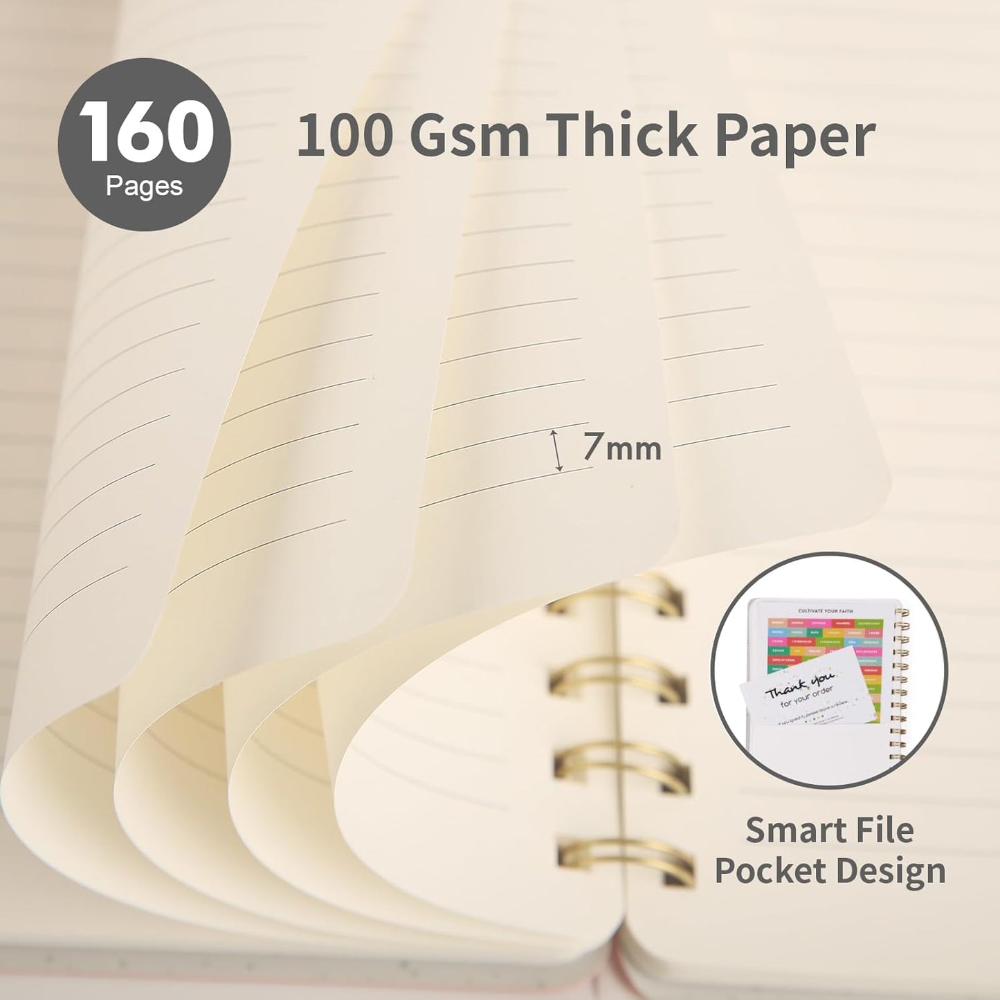 Lined Spiral Notebook College Ruled A5 Journal Book for Note Taking, 160 Pages Writing Journal for Office and Home School Supplies 5.75x8.125 inch (6-Black)