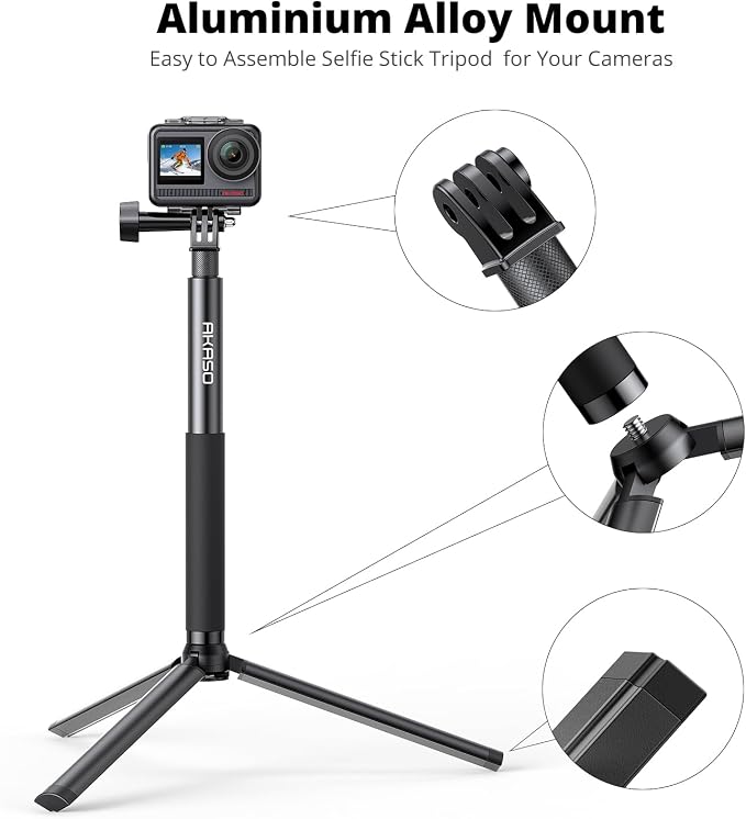 AKASO 49.2"/120cm Extendable Selfie Stick and a Tripod Stand Action Camera - Image 2