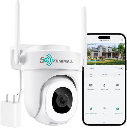ZUMIMALL 2K 3MP Wired Camera for Home Security, 2.4G/5G WiFi Security Camera by ZUMIMALL