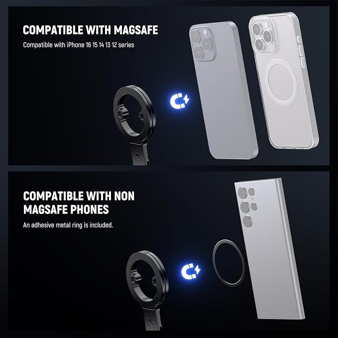 NEEWER Magnetic Phone Tripod Holder Stand, Metal Cell Phone Mount Grip - Image 2