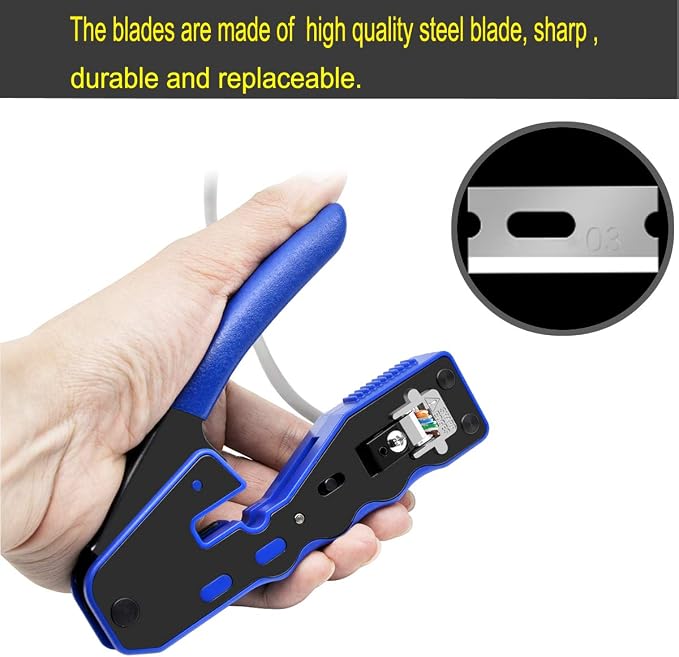 RJ45 Crimp Tool Kit Ethernet Crimping Tool Wire Crimper Stripper Cutter - Image 5
