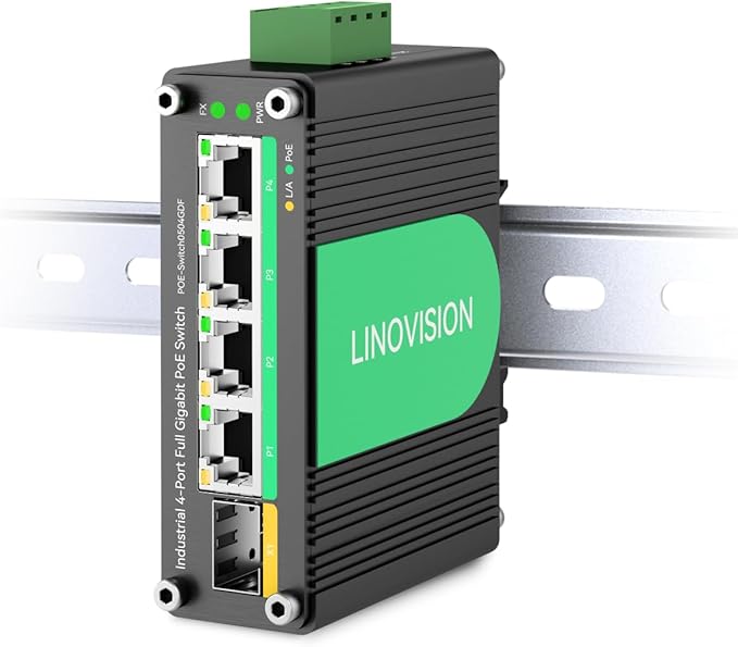 LINOVISION Industrial 4 Ports Gigabit 12V PoE Switch, Solar Powered Switch by LINOVISION%C2%AE