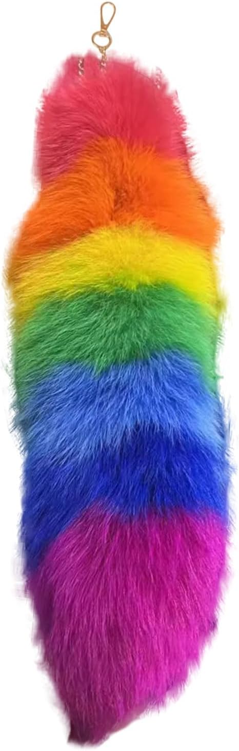 Fox Tail Keychain Long, Fluffy Therian Tail Faux Fur Keyring, Party Costume by Unknown
