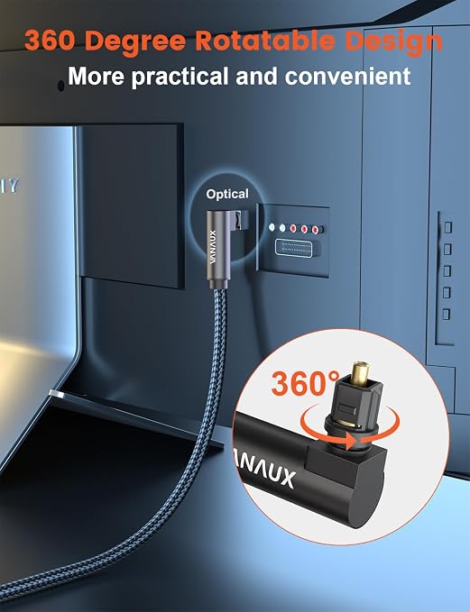 VANAUX 90 Degree Optical Audio Cable Digital Toslink Fiber Optic Cords Male to - Image 4