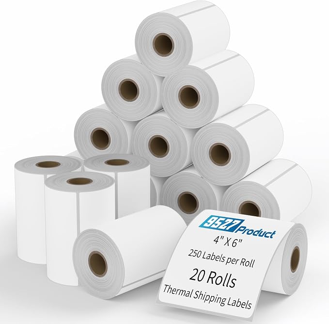 9527 Product Shipping Labels 4x6, 20 Rolls x 250 Labels, Direct Thermal by 9527+Product