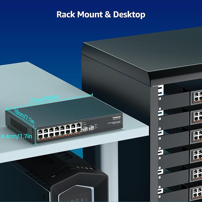 18 Port 2.5G Umanaged Ethernet Switch, 16 x 2.5Gb Base-T Ports, 2 x 10G SFP+ - Image 5