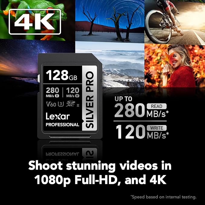 Lexar 128GB Professional SILVER PRO SD Card, Full HD, - Image 2
