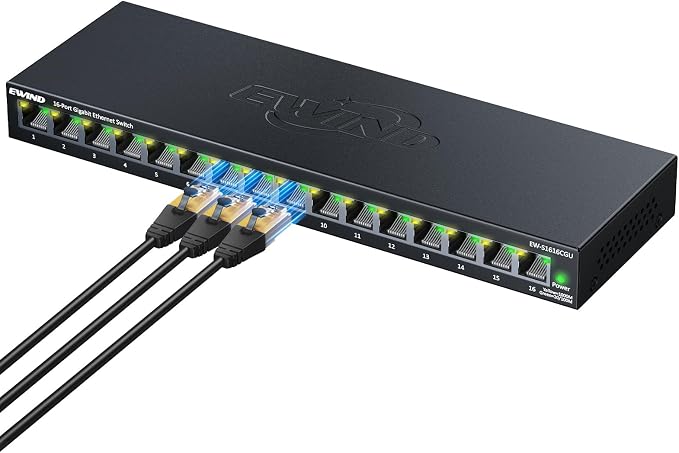 EWIND 2025 Upgraded 16 Port Gigabit Ethernet Switch by EWIND