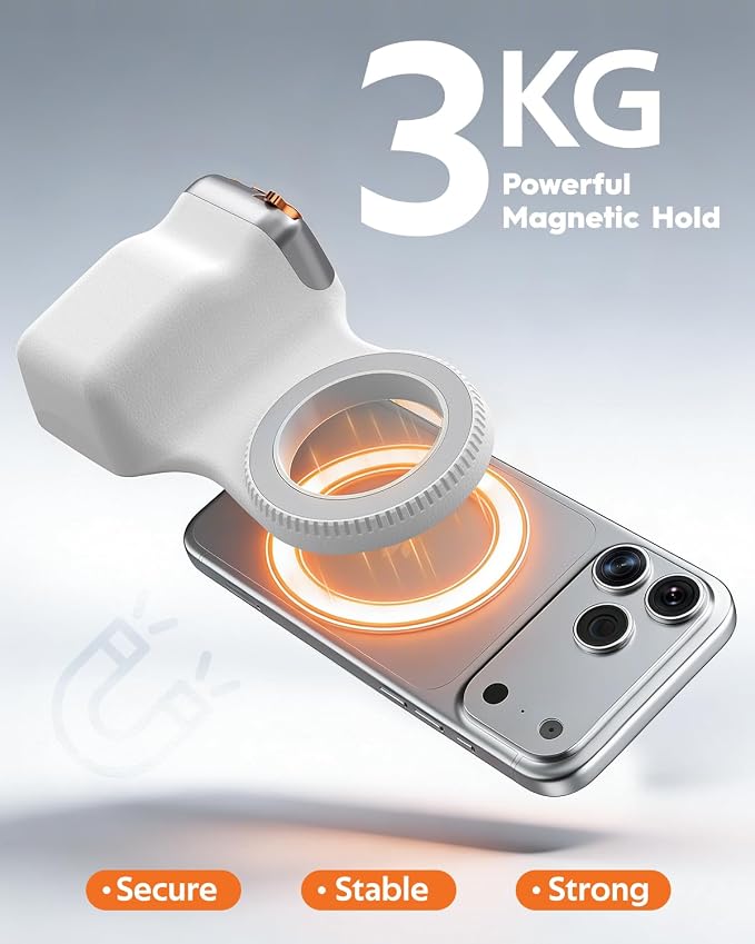 Magnetic Phone Camera Grip, Phone Selfie Grip + Selfie Light - Image 7