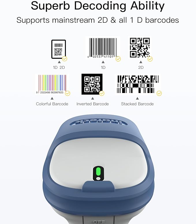 Inateck Bluetooth Barcode Scanner, 2D Wireless Barcode Scanner, 3 in 1 Reader - Image 2