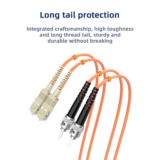 SC/UPC to ST/UPC Fiber Patch Cable OM1 Multimode Duplex 62.5/125μm 1M/3FT Fiber - Image 4