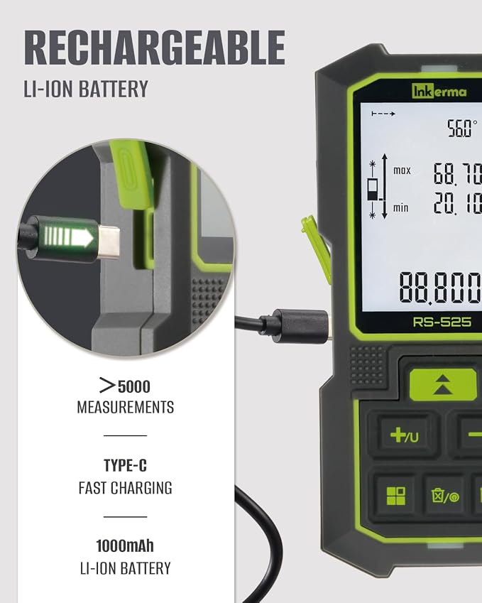 Inkerma Dual Laser Measurement Tool, 525Ft/160M Bilateral Laser Distance Meter - Image 5