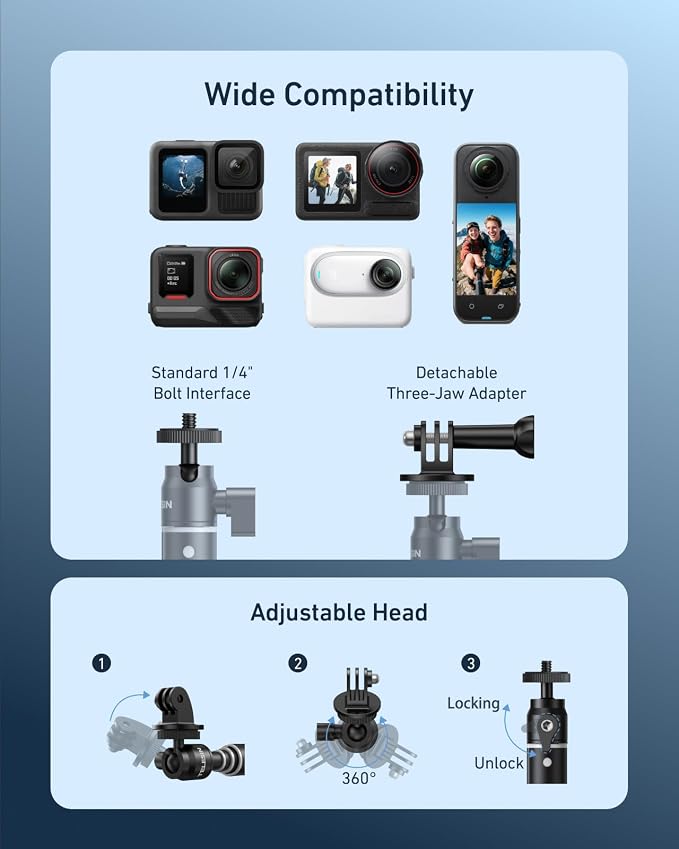 TELESIN 360° Waterproof Selfie Stick 25.75"w Hand Strap Underwater Dive Diving - Image 6