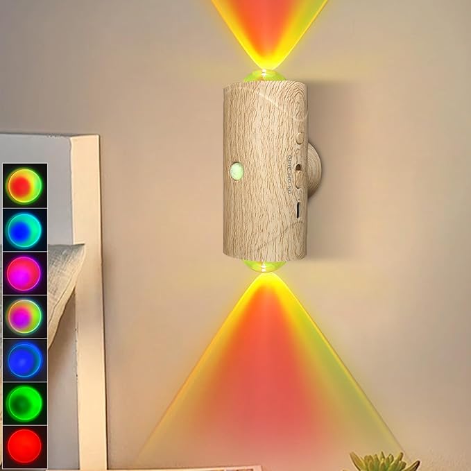 LED Wireless Wall Sconce with 7 Colors Changing, Motion Sensor Light Indoor by NINE+SQUARE+EGOU