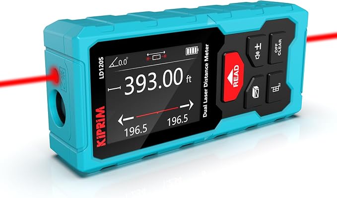 Kiprim 393ft Dual Laser Distance Measuring Tool LD120S, 120m Total Range by KiprimTools