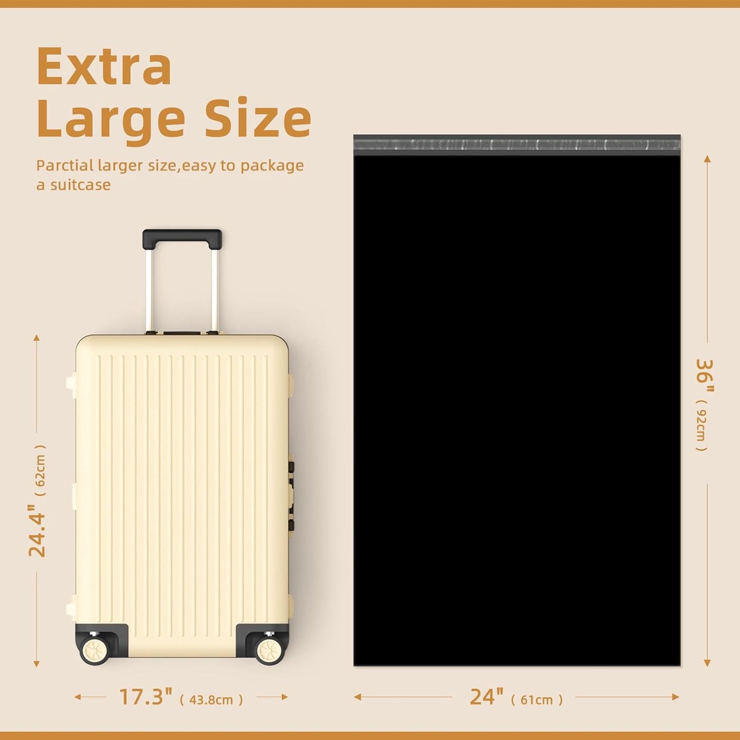 Fuxury Extra Large Poly Mailers 24x36" 50 Pcs, 2.5mil Bulk Shipping Bags for Clothing,Strong Adhesive Shipping Envelopes for Small Business Supplier,XL Poly Mailing Envelopes Black