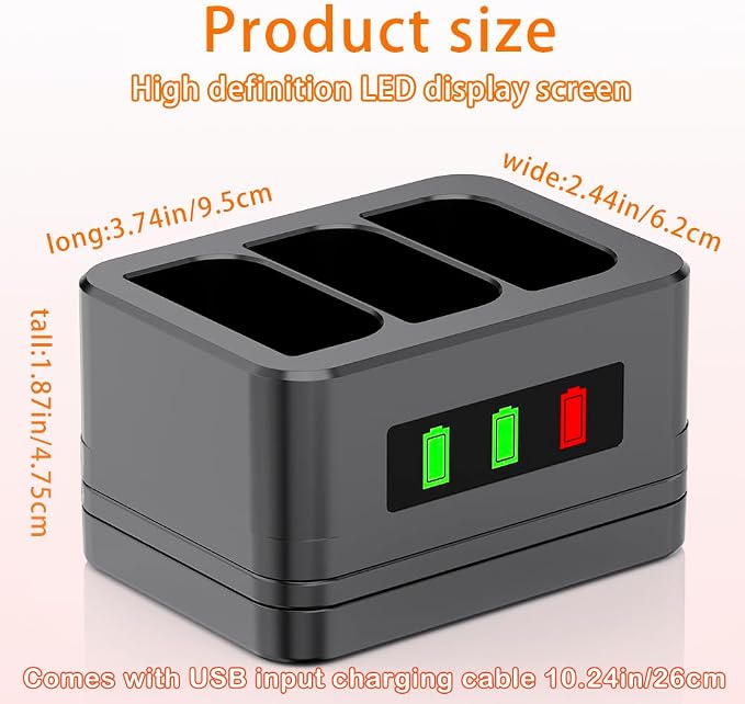 2 Pack 3-Slot Battery Charger/Charging Dock/Charging Station, Suitable - Image 3