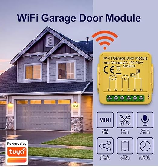 WiFi Garage Door Opener Controller, 1CH | Tuya Smart Life App, Remote Control - Image 3
