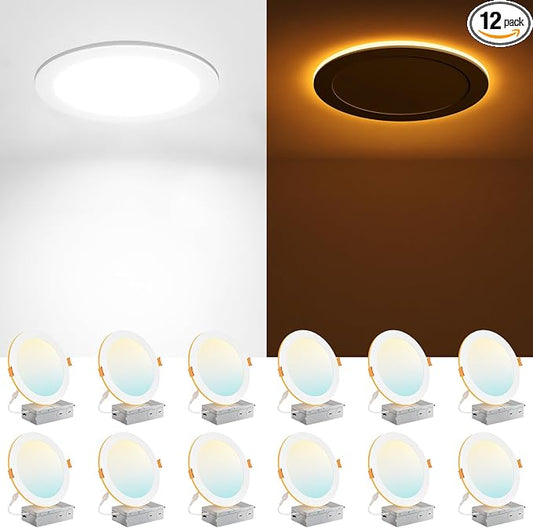 Amico 12 Pack 8 Inch 5CCT LED Recessed Ceiling Light by Amico