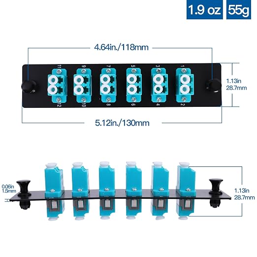 2PCS 6 Duplex 12 Core LC Adapters LGX Footprint OM3 Fiber Patch Panel Loaded 12 - Image 6