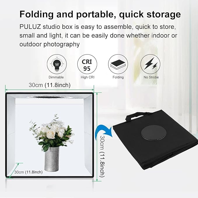 Lightbox, PULUZ 11.8"/30cm Photo Studio Light Box, Portable Picture Box - Image 7