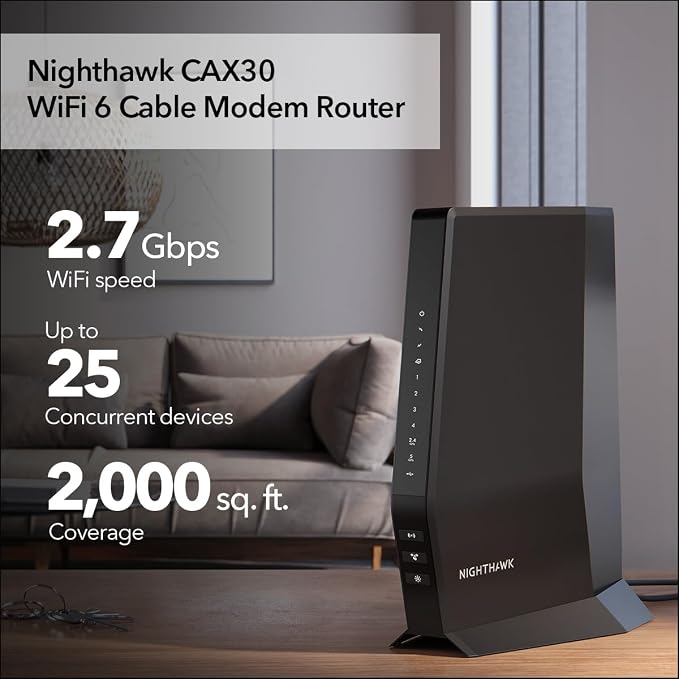 NETGEAR Nighthawk Modem Router Combo DOCSIS 3.1 Cable Modem and WiFi 6 Router - Image 2