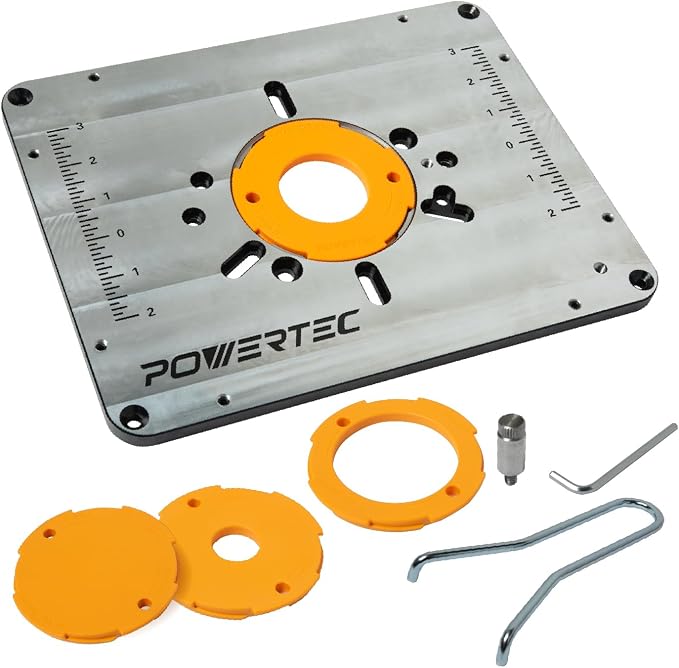 POWERTEC Aluminum Router Table Insert Plate by POWERTEC