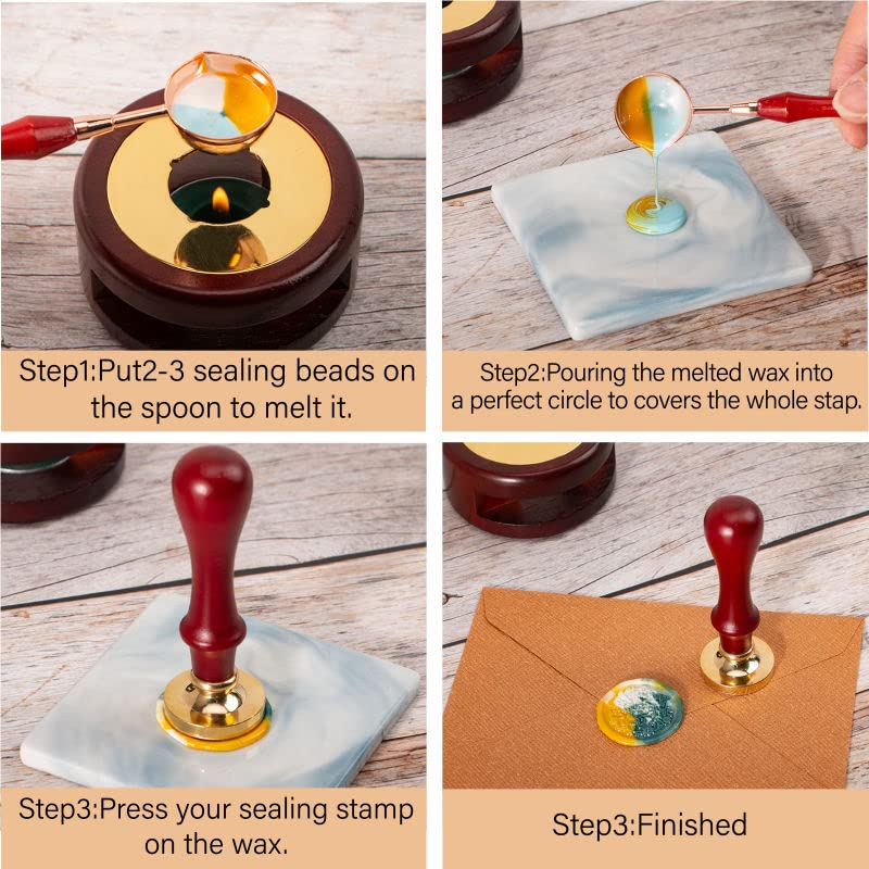 STAMTECH Custom Wax Seal Stamp - Personalized Wax Seal Stamp with Gift Box Custom Wax Stamp Create Your Own Seals Great for Crafting Envelopes Gift Wrap Wedding Party Invitation (Custom Stamp&Handle)