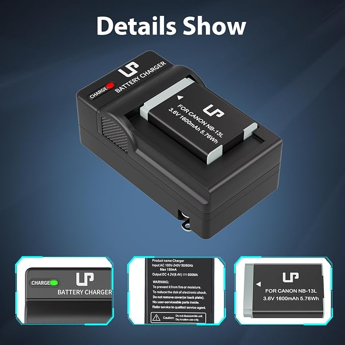 LP NB-13L Battery and Charger, 1600mAh Battery Compatible - Image 6