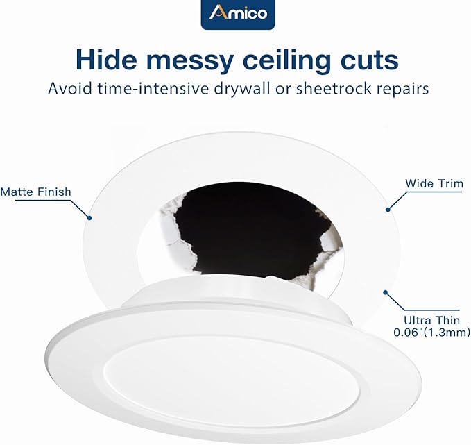 Amico 36 Pack Goof Rings for 6 Inch Recessed Lights, Can Light Trim Ring Cover - Image 3
