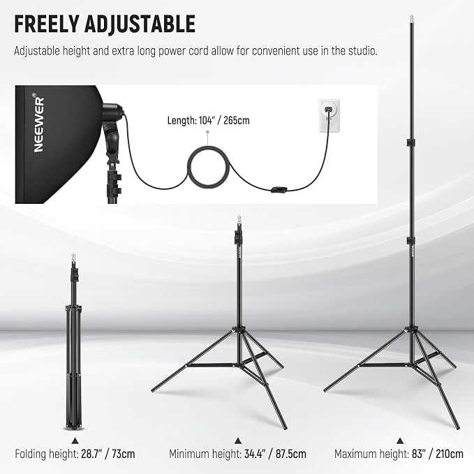 NEEWER 700W Equivalent Softbox Lighting Kit, 24x24 inches Softboxes - Image 7