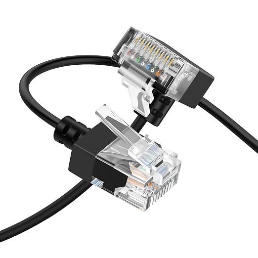 Cat6A Ethernet Cable 90 Degree Up Angled 6.6FT, Flexible Slim & Ultra Thin Cat6 by Thzzhnno
