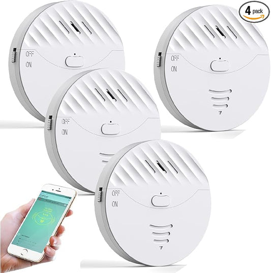 WiFi Window Alarm System, 4 Pack Glass Break Detection by EverNary