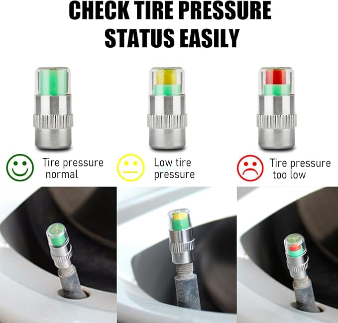 Yourkar 4 PCS Tire Pressure Monitor Valve Stem Caps, 2.4Bar 36PSI Car Tire - Image 5