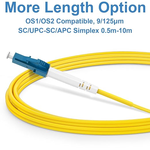 FLYPROFiber- 1M/3ft OS2 LC/UPC to SC/APC Fiber Patch Cable, Single Mode Fiber - Image 3