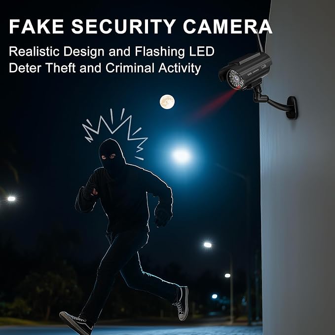 WALI Dummy Fake Camera, Solar Powered Fake Security Camera - Image 2