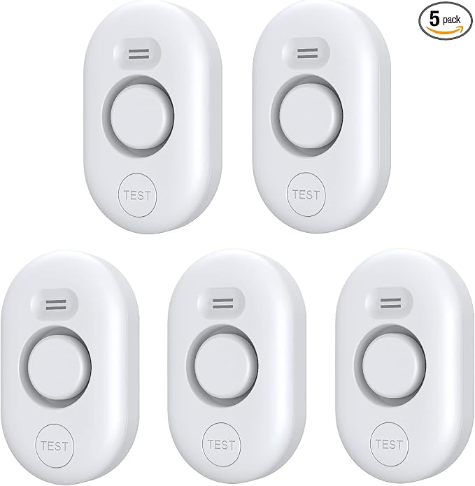 5 Pack Water Leak Detectors for Home, 100dB Water Sensor Alarm for Basement by METAK