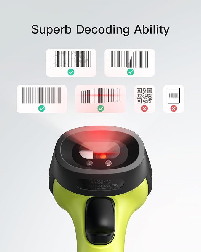 Inateck Barcode Scanner, Wireless Scanner, 1 Charge 180 Days Standby, 35M Range - Image 2