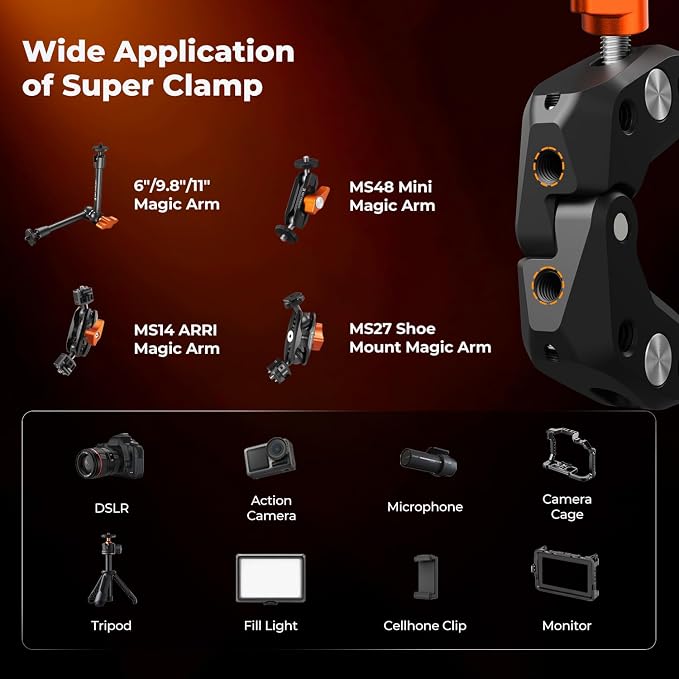 K&F CONCEPT 2 Pack Camera Mount Clamp, Super Crab Clamp - Image 4
