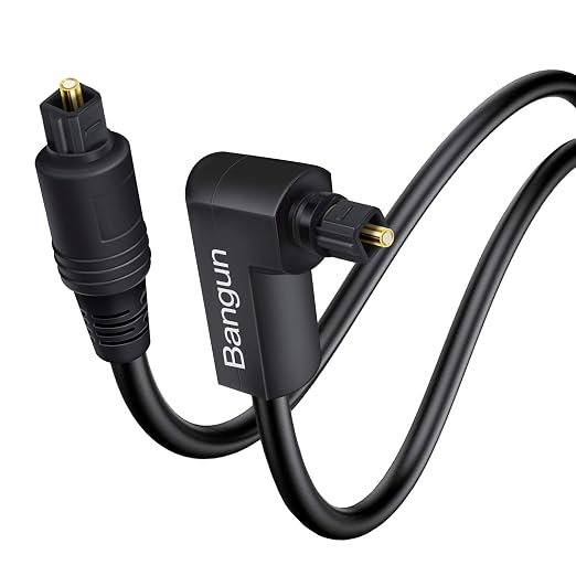 90 Degree Toslink Optical Audio Cable 6 Foot, Slim S/PDIF Digital Right Angle by Bangun