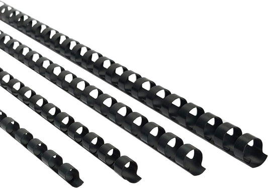 Rayson CR681012-BK Plastic Comb Binding Ring, 1/4in,5/16in,3/8in,1/2in, 19-Ring Letter Size, Black Comb Spines, Multi-Size Pack of 100