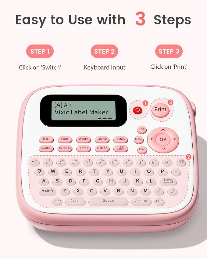 Vixic Pink Label Maker, D210S Label Maker Machine - Image 2