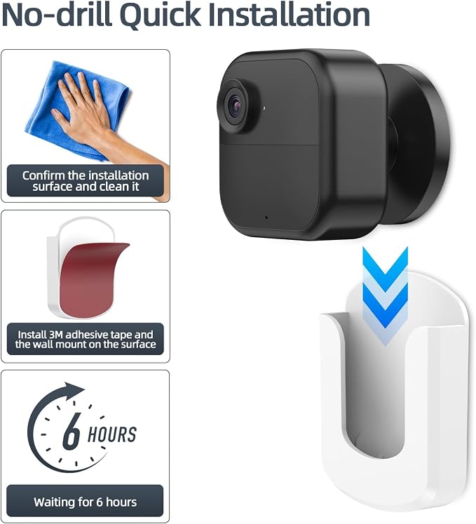 3 Pack Blink Camera No Drilling No Screws Wall Mount Bracket, Adhesive Blink - Image 3