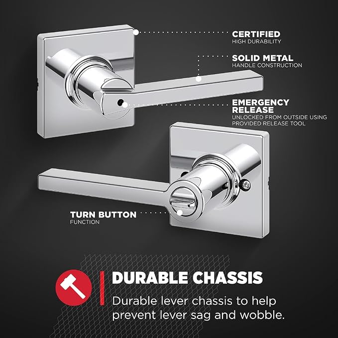 Kwikset Casey Hallway Passage and Bed/Bath Privacy Door Handle 4 Pack, 2 - Image 7